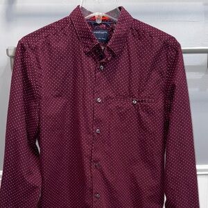 Denim & Flower Burgundy Dot Print Long Sleeve Button-Down Shirt